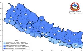 गण्डकी, लुम्बिनी र कर्णाली प्रदेशका केही ठाउँमा भारी वर्षा हुने