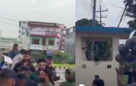 शिक्षामन्त्री सस्मित पोखरेललाई चितवनमा कालो झन्डा