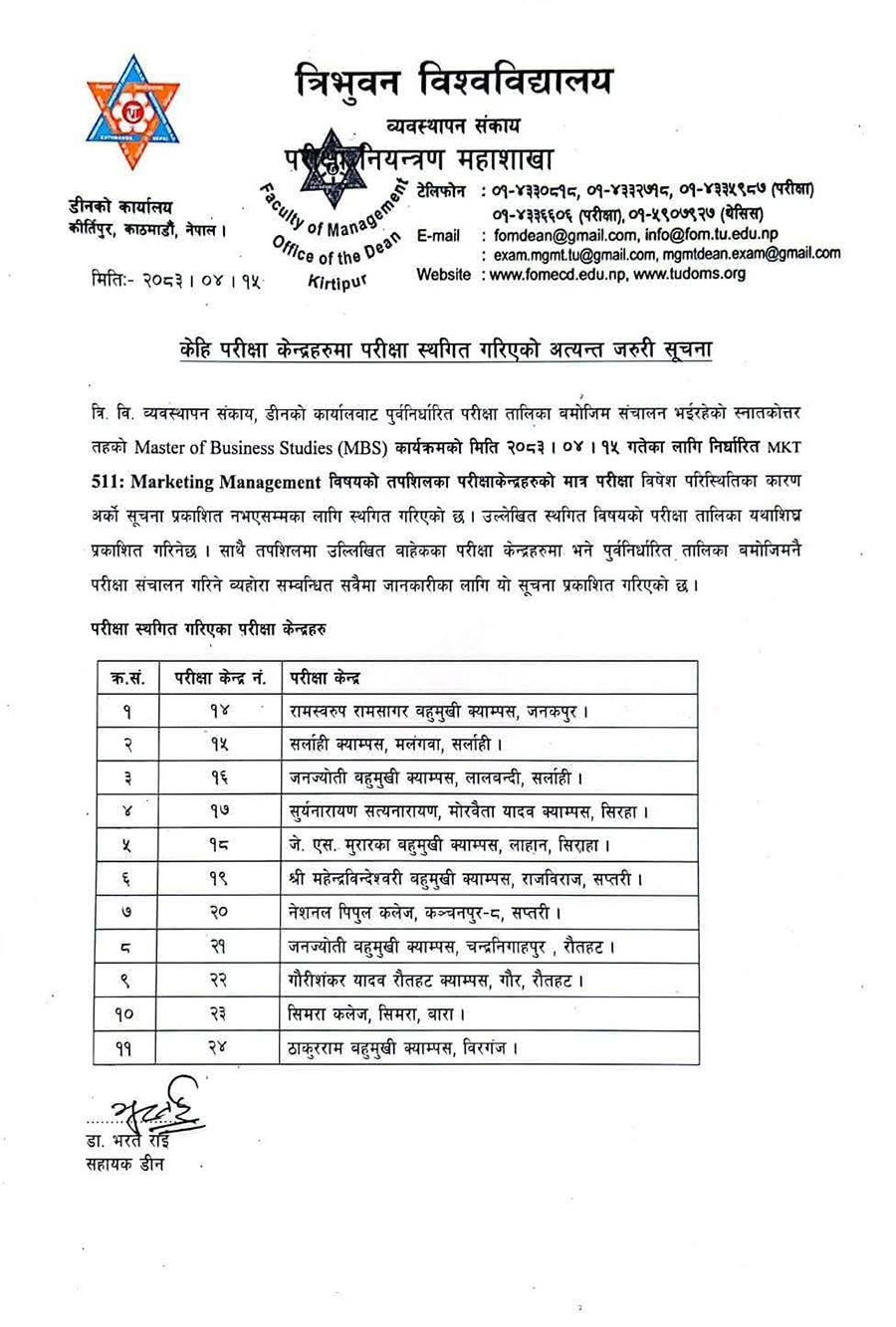 मधेशका ११ केन्द्रमा एमबीएस परीक्षा स्थगित