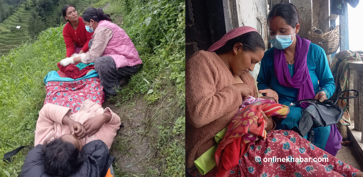 बाटोमै सुत्केरी, घरमै पुगेर आमा र शिशुको स्वास्थ्य परीक्षण