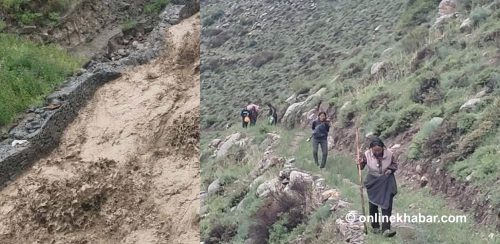 हुम्लामा अचानक बाढी, तिलगाउँ छाडेर गुम्बामा गाउँले 