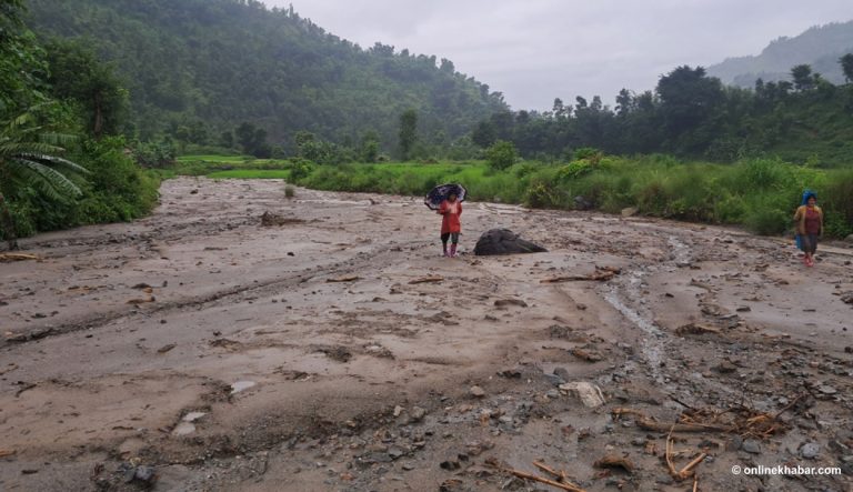 जालपाको धानखेत गेग्रानले पुरियो, किसान मर्कामा