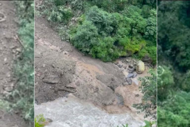 चीनतर्फको पहिरोले थुनियो भोटेकोशी नदीको बहाव