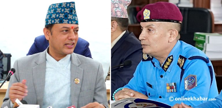 सभामुख अर्यालसँग भेट गर्दै आईजीपी कार्की