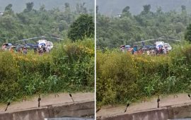भैरहवाबाट घाइते बोकेर आएको हेलिकप्टर धादिङमा आकस्मिक अवतरण