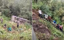 नुवाकोटको थानाभञ्ज्याङमा बस र भ्यान भिरबाट खसे