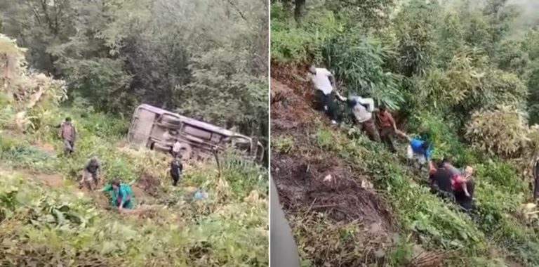 नुवाकोटको थानाभञ्ज्याङमा बस र भ्यान भिरबाट खसे
