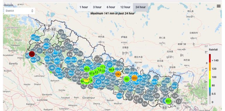 कञ्चनपुर, सिन्धुपाल्चोक, अर्घाखाँचीसँगै धादिङ र गोरखाको सीमा क्षेत्रमा धेरै भारी वर्षा