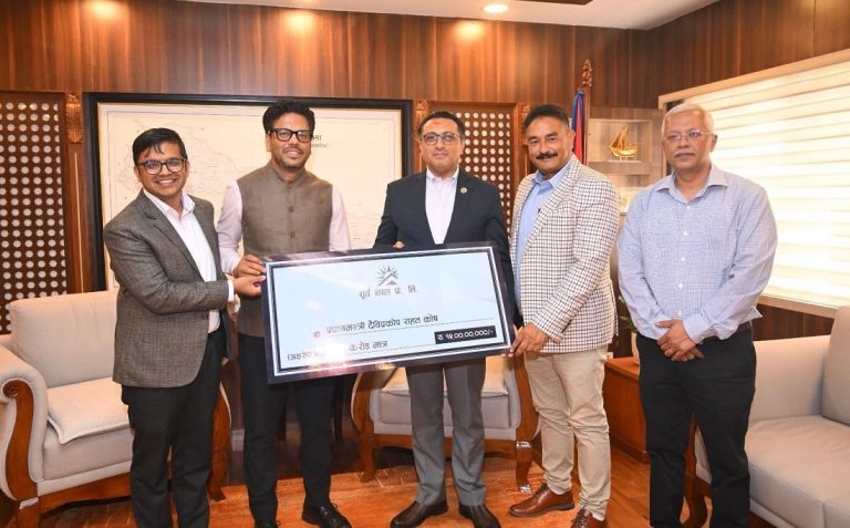 प्रधानमन्त्री दैवी प्रकोप उद्धार कोषमा सूर्य नेपालको १५ करोड रुपैयाँ सहयोग