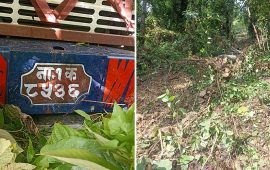 कान्ती लोकपथमा भिरबाट १०० मिटर मुनि खस्यो ट्रक