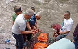 बाढीमा बेपत्ता अर्याल दम्पतीको कुशको शव बनाएर अन्त्येष्टि