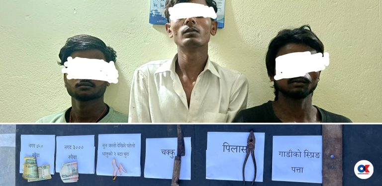 मध्यराति डकैती समूहविरुद्ध प्रतिकार गर्दा गयो महिलाको ज्यान, तीन युवक समातिए
