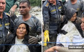 बेत्रावतीमा पुरिएको घरबाट उद्धार भएकी महिलालाई हेलिकप्टरबाट काठमाडौं ल्याइँदै