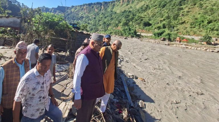 मुख्यमन्त्री पाण्डेद्वारा बाढी प्रभावित क्षेत्रको निरीक्षण