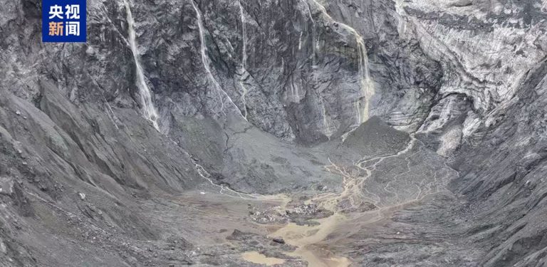 ड्रोन तस्वीरसहित चिनियाँ जलस्रोत मन्त्रालयले भन्यो- हिमचट्टान अझै भत्किने जोखिम छ