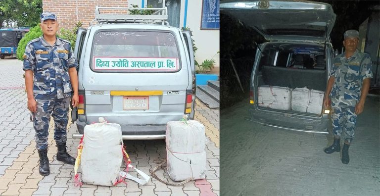 अस्पतालले भन्यो– गाँजा भेटिएको भ्यान हाम्रो होइन