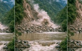 पहिरो खसेर थुनिएको किम्रुङ खोलाको बहाब खुल्यो, खोला साविककै अवस्थामा बग्न थाल्यो
