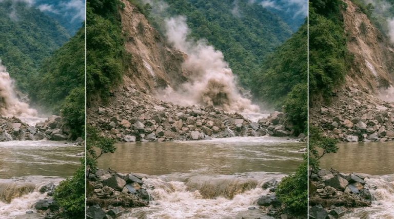 पहिरो खसेर थुनिएको किम्रुङ खोलाको बहाब खुल्यो, खोला साविककै अवस्थामा बग्न थाल्यो