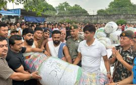 भोटेकोशी बाढी प्रभावितलाई कैदीबन्दीद्वारा सहयोग