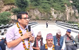 रुकुम पश्चिममा निर्धारित समयभन्दा नौ महिनाअगावै पुल निर्माण