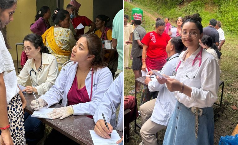 बाढी प्रभावित थलोमा स्वास्थ्य सेवा दिँदै सरिशा र त्रिशला