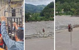 विदुर नगरपालिका-१ र ९ आउजाउ गर्न त्रिशूली नदीमा राखियो तुइन