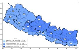 आज कोशी, बागमती र गण्डकी प्रदेशका केही स्थानमा भारी वर्षाको सम्भावना
