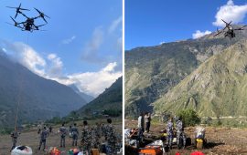 बूढीगण्डकी बाढी प्रभावित क्षेत्रमा ड्रोनमार्फत् पुर्‍याइयो राहत 