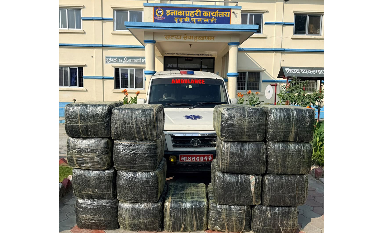 सुनसरीमा एम्बुलेन्सबाट ५७४ किलो बढी गाँजा बरामद