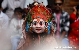 पाटन दरबार संग्रहालयको मूलचोकमा नवदुर्गा नाच प्रदर्शन