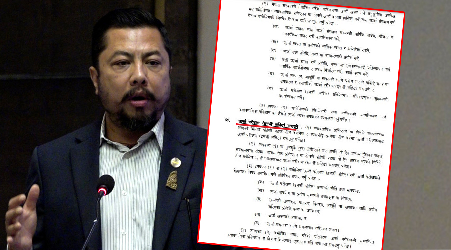 व्यावसायिक प्रतिष्ठान तथा क्षेत्रले अनिवार्य रूपमा इनर्जी अडिट गर्नुपर्ने प्रस्ताव