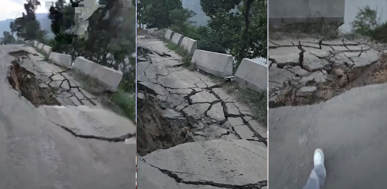 गल्छीमा सडक भासियो, मुग्लिन-काठमाडौं सडक पूर्ण अवरुद्ध