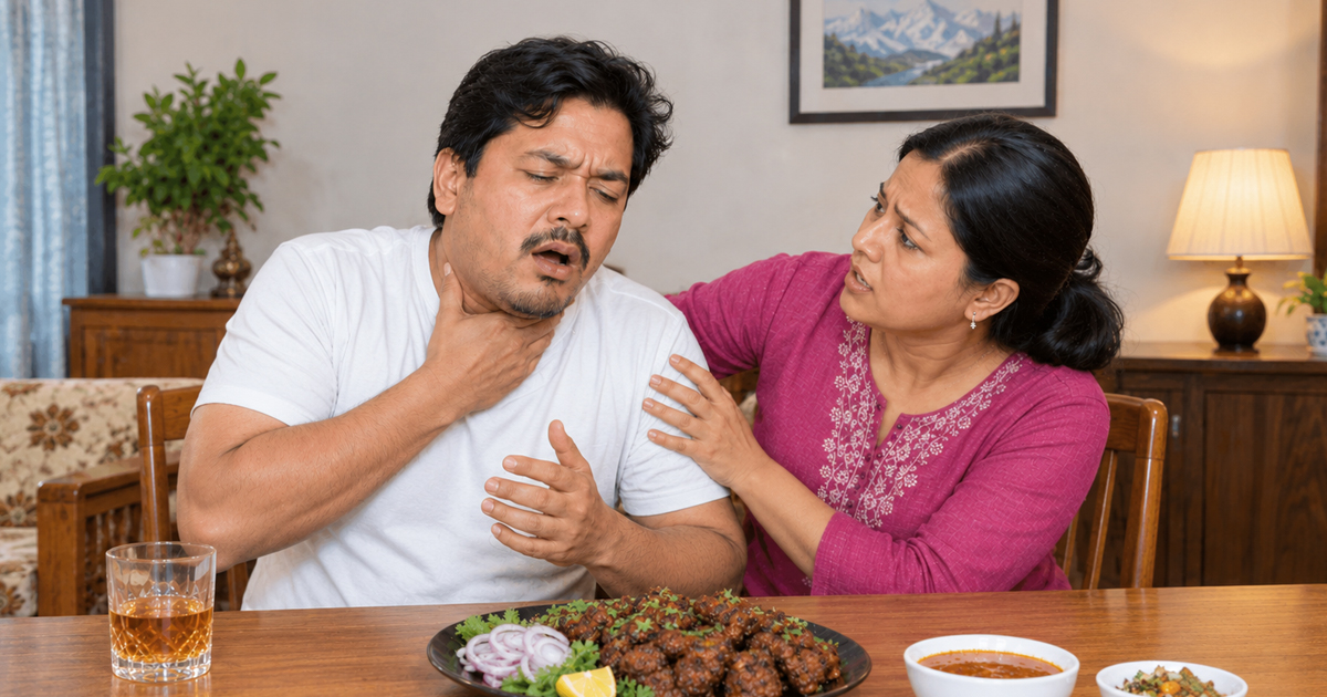 मासुसँगै रक्सी खाँदा अड्किन सक्छ घाँटीमा हड्डी, के गर्ने ?