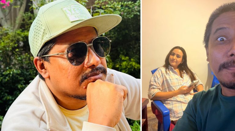 ठट्टा गर्दैछन् निश्चल, ‘धन्न बुढी छे र त यसरी मिलाएर फोटो खिचिदिन्छे’